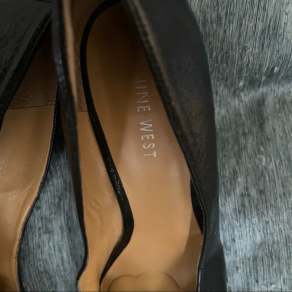 Nine West Black Platform Peep Toe Shoes Leather 7 - Picture 3 of 6